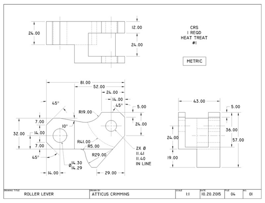926x710 roller lever - Lever Drawing