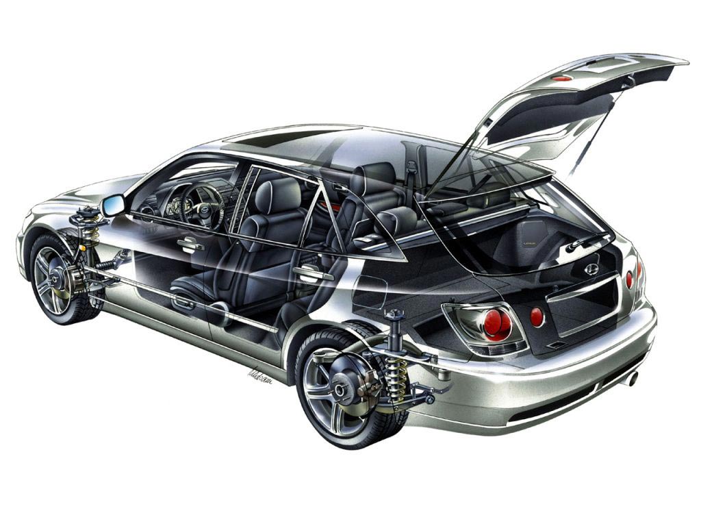 1024x768 Lexus Is Cutaway Drawing In High Quality - Lexus Drawing