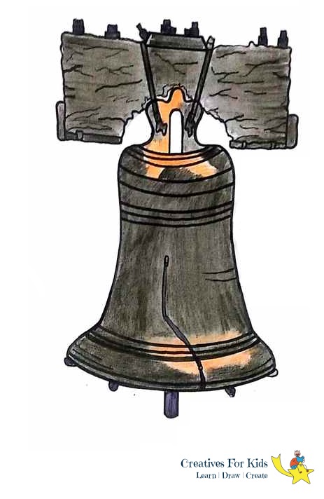 463x712 How To Draw A Liberty Bell Step - Liberty Bell Drawing