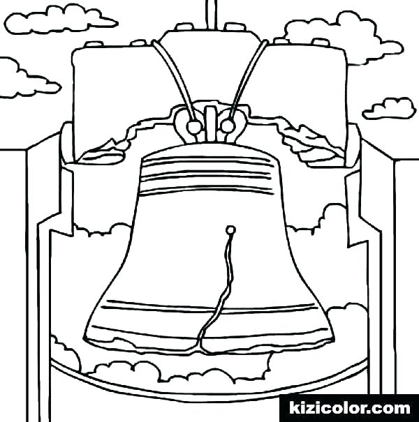 600x605 Liberty Bell Coloring Page - Liberty Bell Drawing