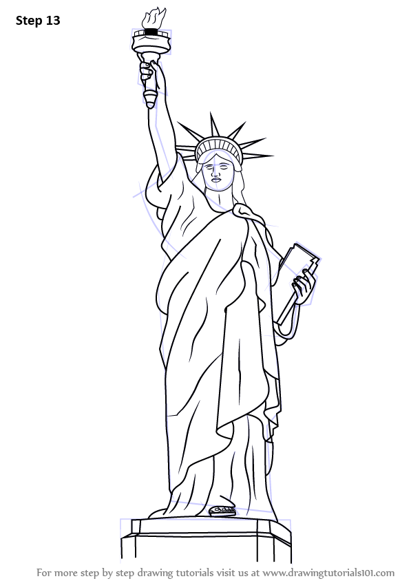 597x844 Learn How To Draw Statue Of Liberty - Liberty Drawing