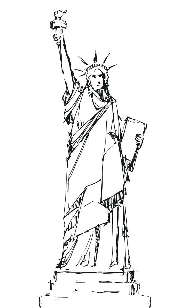 632x1023 Statue Of Liberty Drawing As Well As How To Draw The Statue - Liberty Drawing