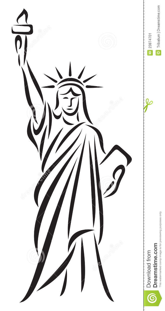 688x1300 Statue Of Liberty Cartoon Drawing - Liberty Drawing