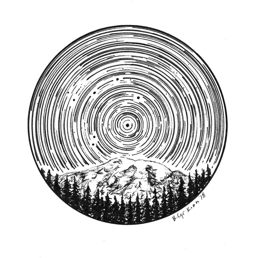 1024x1021 Libra Constellation Star Trail Drawing - Libra Drawings