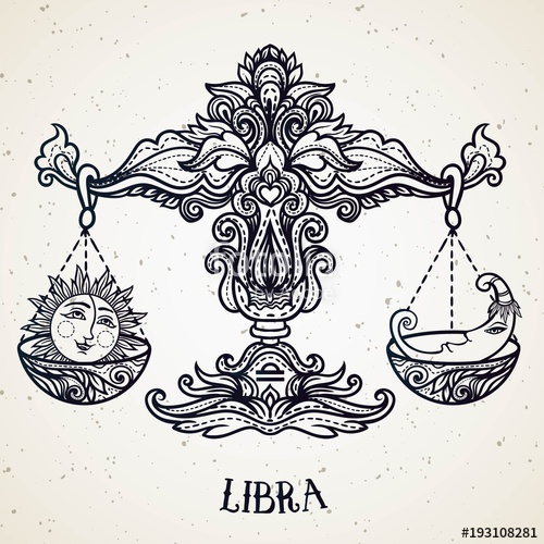 500x500 Zodiac Sign Of Libra Or Scales Line Art Vector Illustration - Libra Drawings