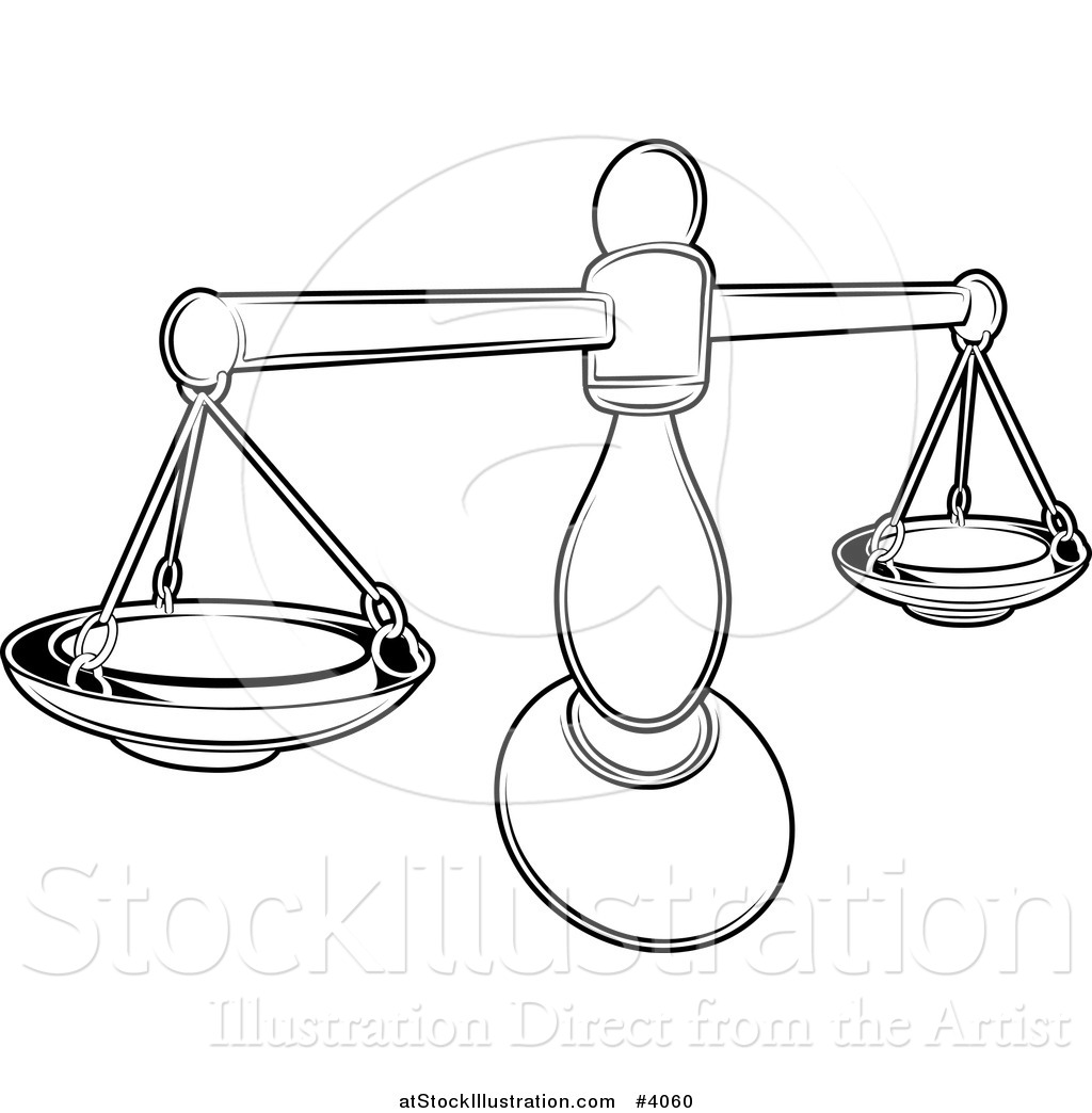 1024x1044 Vector Illustration Of A Black And White Line Drawing Of The Libra - Libra Scale Drawing