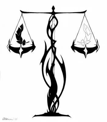 352x400 Attractive Libra Scale Tattoo Design - Libra Scale Drawing