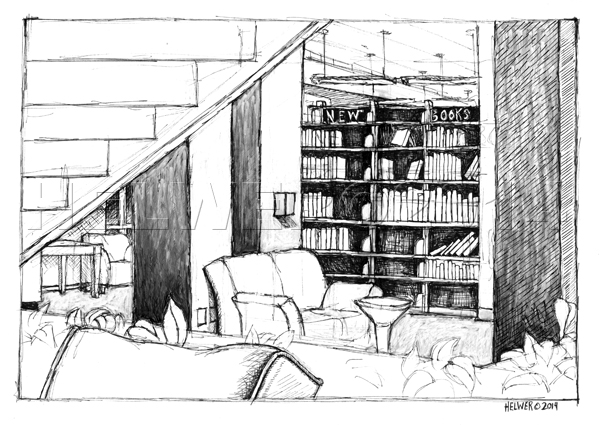 600x425 New Books - Library Books Drawing