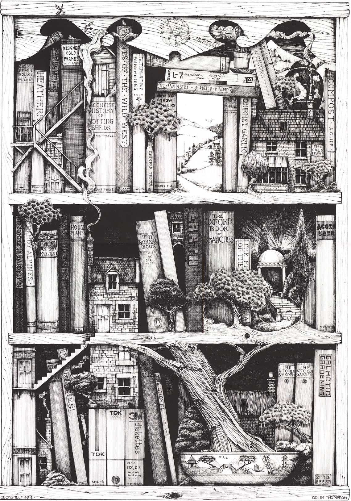 1138x1623  - Library Books Drawing