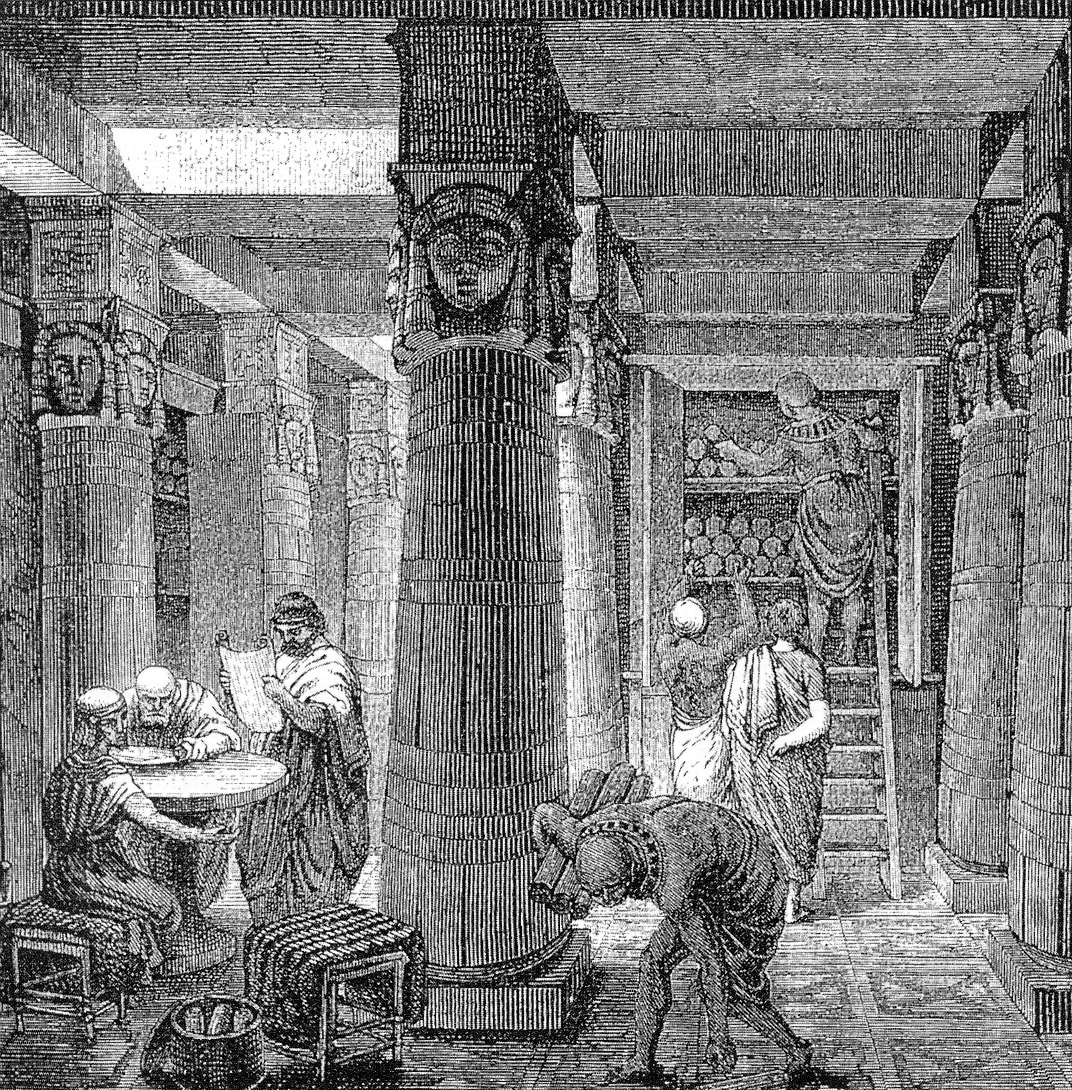 1072x1090 Library Of Alexandria - Library Drawing