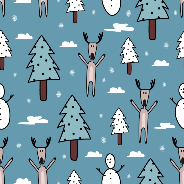 640x640 Funny Drawing Christmas Pattern Background, Christmas, Seamless - License Drawing