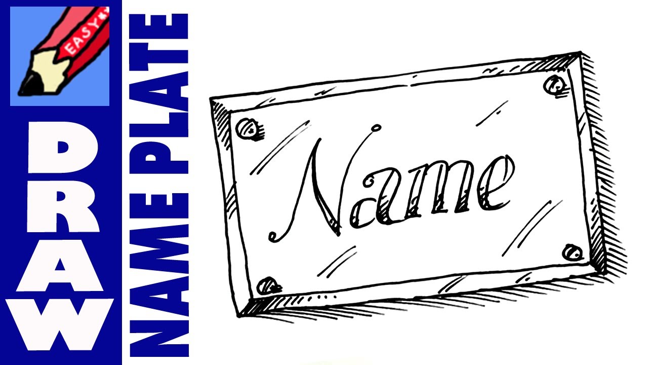 1280x720 How To Draw A Name Plate Real Easy - License Plate Drawing