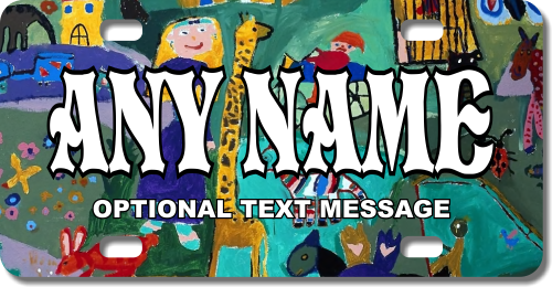 500x260 personalized kid drawing license plate for bicycles, kid's bikes - License Plate Drawing