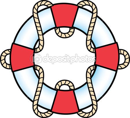 449x406 Red And White Life Preserver Ring With A Rope Stock Vector - Life Preserver Drawing
