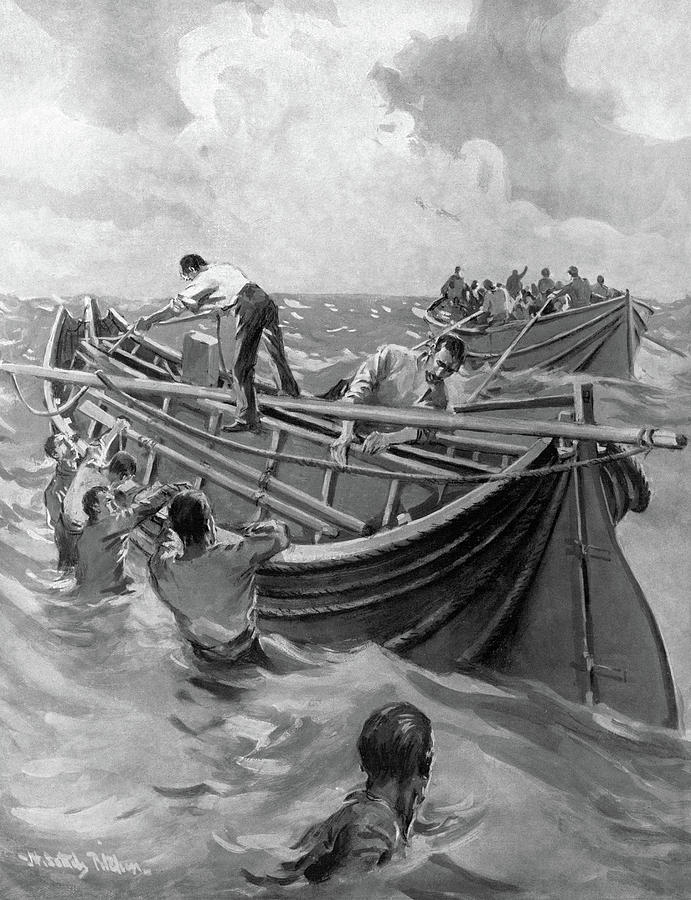 691x900 titanic lifeboats, drawing - Lifeboat Drawing