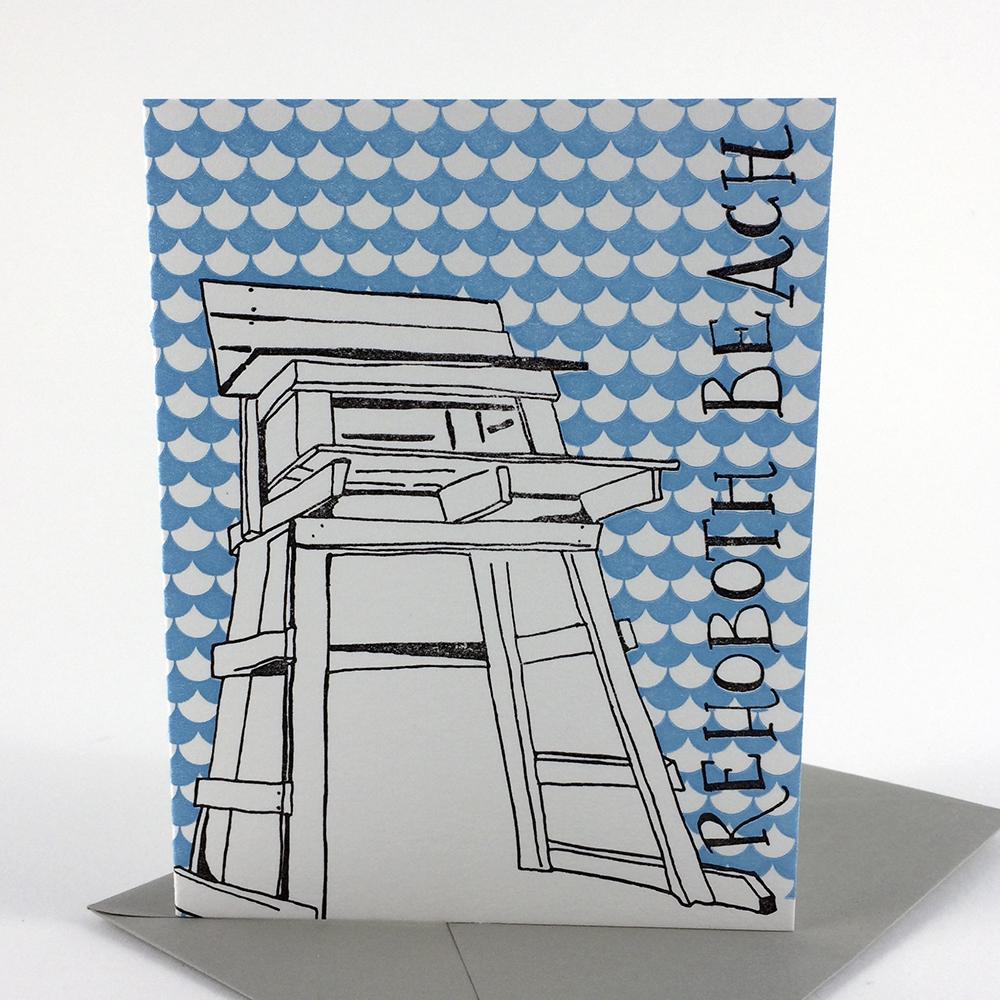 1000x1000 Sale Rehoboth Beach Delaware Lifeguard Stand Letterpress - Lifeguard Stand Drawing