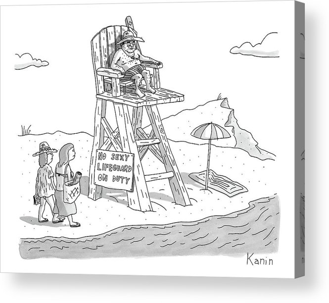 665x612 Two Women Walk Up To A Lifeguard Stand Acrylic Print - Lifeguard Stand Drawing