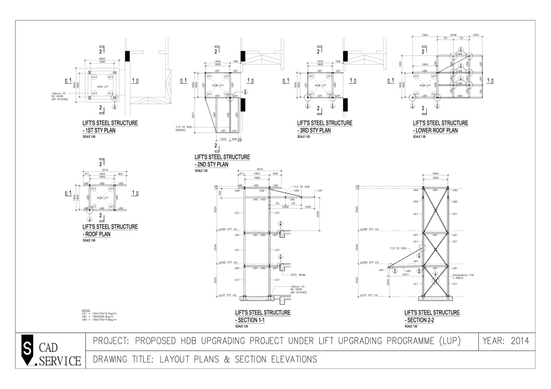 1100x776 lift steel structural drawings - Lift Drawing
