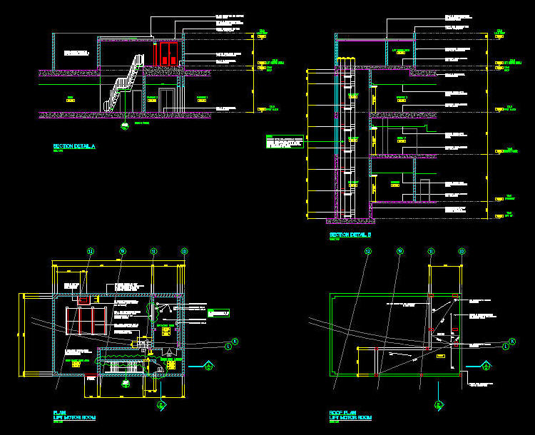 750x610 cad drawing lift elevator motor room - Lift Drawing