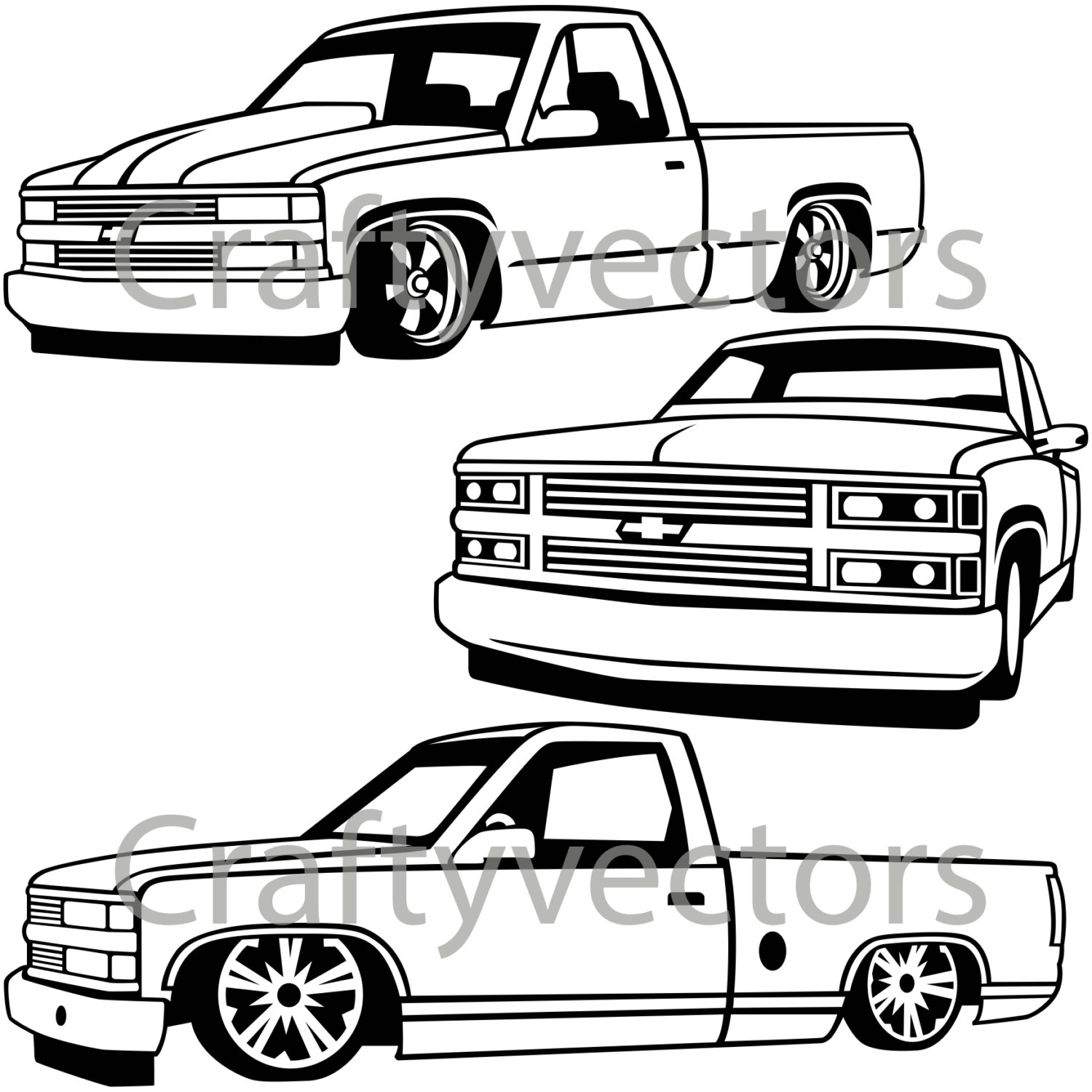 1500x1500 lifted chevy truck silhouette great free clipart, silhouette - Lifted Truck Drawings