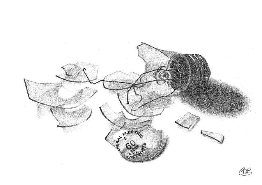 900x636 broken light bulb sketch drawing - Light Bulb Drawing