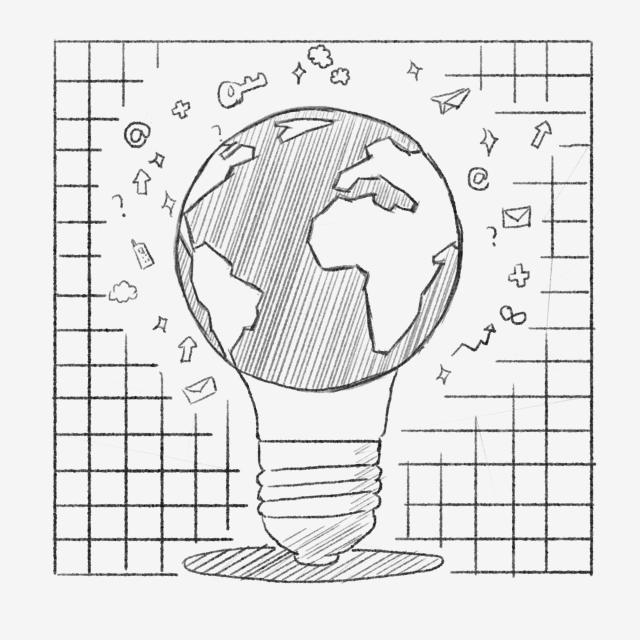 640x640 Line Drawing Business Technology Light Bulb, Earth, Illustration - Light Bulb Line Drawing