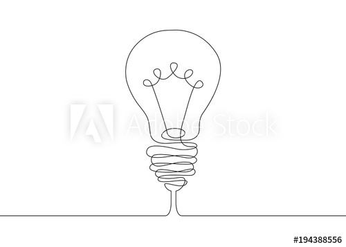 500x357 Continuous Line Drawing Light Bulb Symbol Idea - Light Bulb Line Drawing