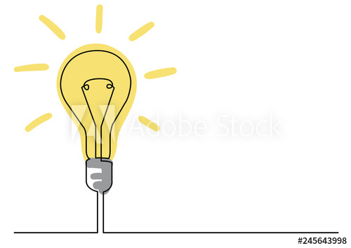 500x354 Continuous Line Drawing Of Light Bulb Or Idea Metaphor - Light Bulb Line Drawing