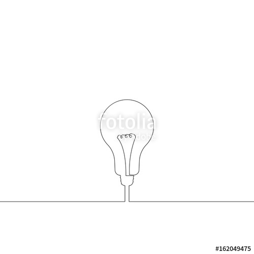 500x500 Continuous Line Drawing Of Light Bulb Or Idea Metaphor Stock - Light Bulb Line Drawing