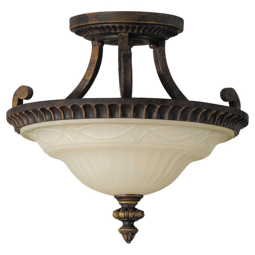 1000x1000 Sea Gull Lighting Drawing Room Light Walnut Semi Flush Mount - Light Fixture Drawing