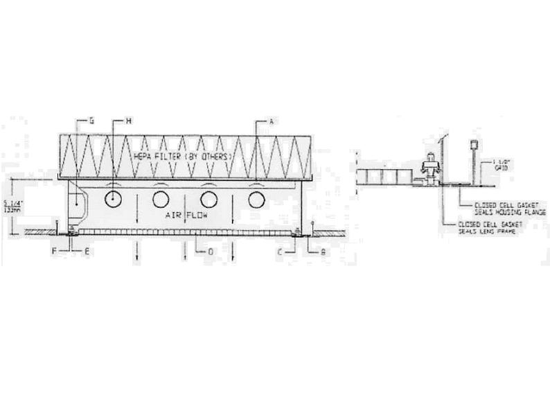 794x596 Clean Room Flow Through Light Fixture X - Light Fixture Drawing