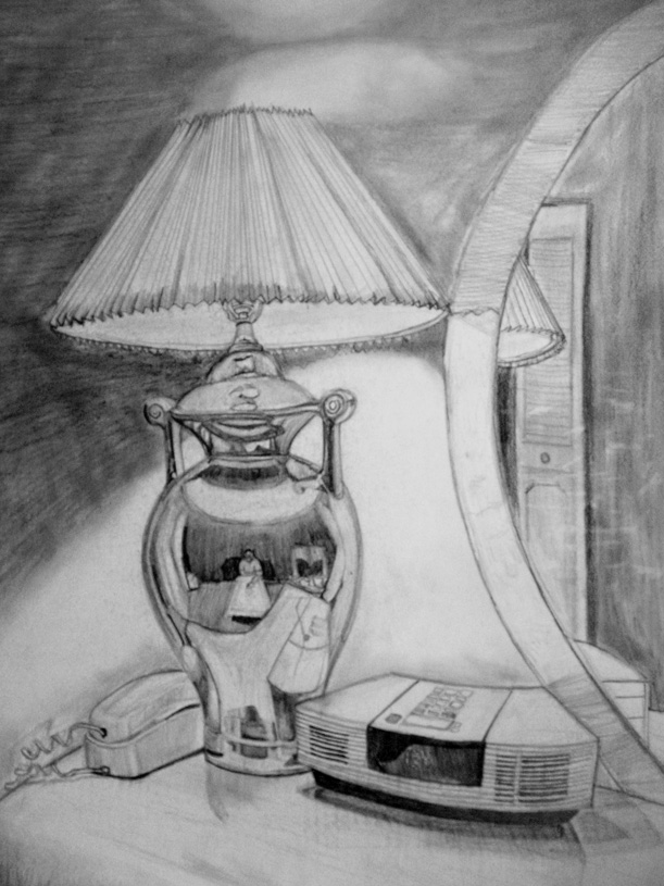 611x815 Pencil Drawing Of Bedroom Lamp - Light Pencil Drawing