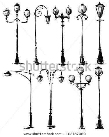 375x470 Lamp Post Collection Sketching In Art Sketches - Light Post Drawing