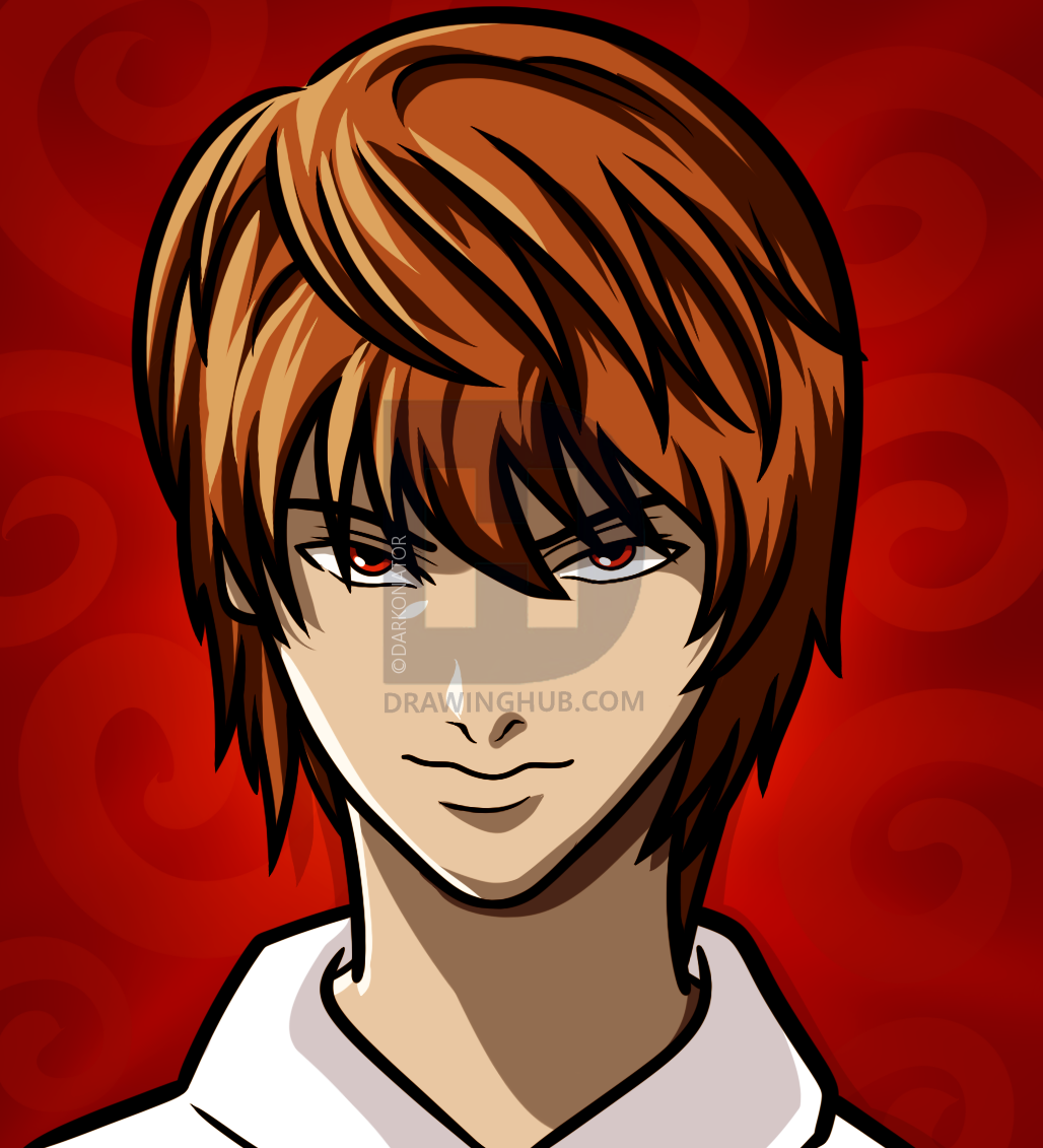 1028x1131 How To Draw Light Yagami Easy, Death Note, Step - Light Yagami Drawing