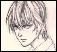200x184 How To Draw Death Note Characters Death Note Drawing Tutorials - Light Yagami Drawing