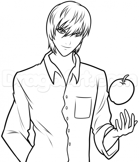 446x520 Step Drawing Light Yagami Step - Light Yagami Drawing