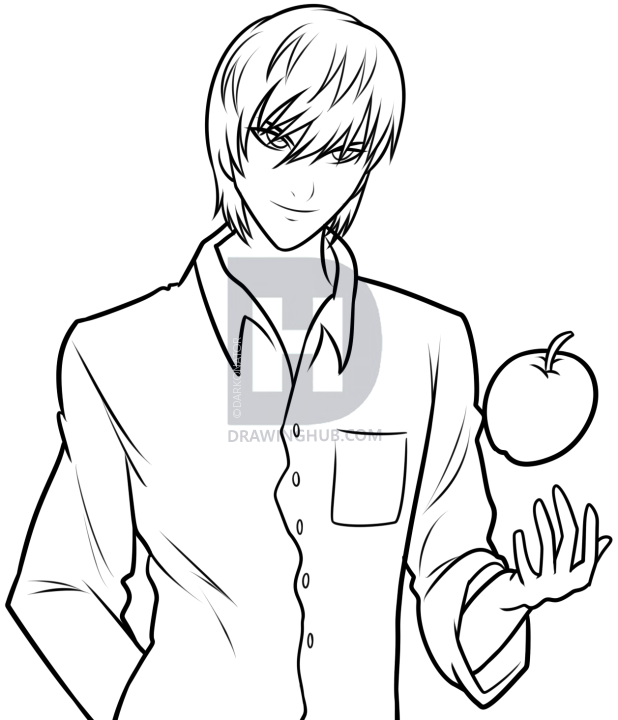 618x720 Drawing Light Yagami Step - Light Yagami Drawing