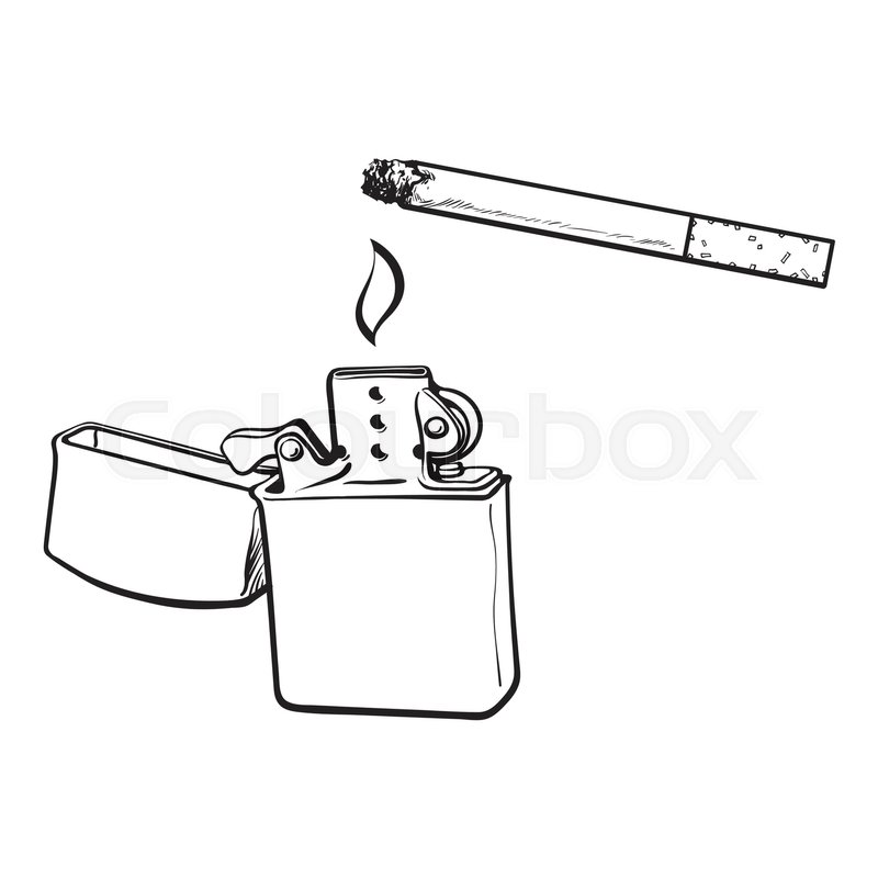 800x800 silver metal lighter and burning stock vector colourbox - Lighter Drawing