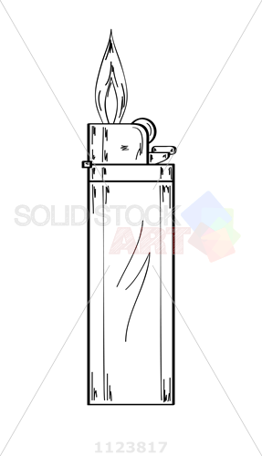 287x500 stock illustration of sketch of the gas lighter with flame - Lighter Drawing
