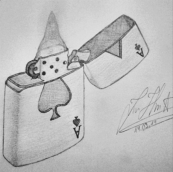 563x562 zippo lighter pencil drawing - Lighter Drawing