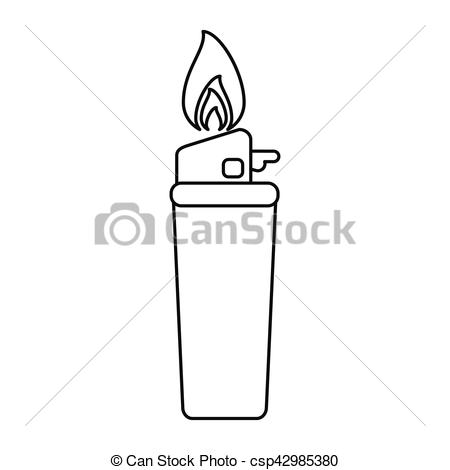 450x470 gas lighter flame icon line vector illustration - Lighter Drawing