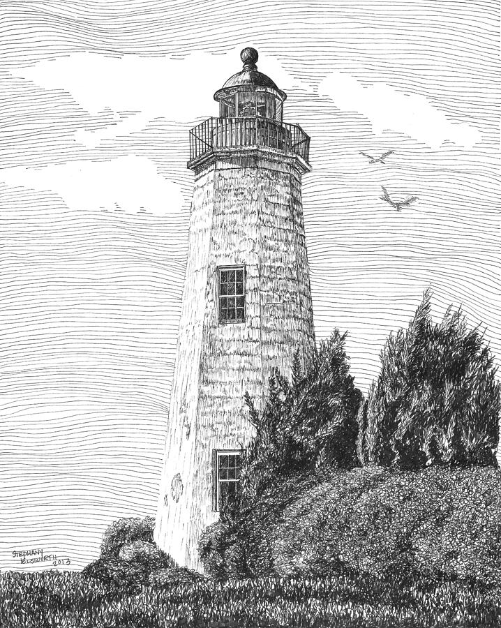 718x900 Old Point Comfort Lighthouse Drawing - Lighthouse Drawing