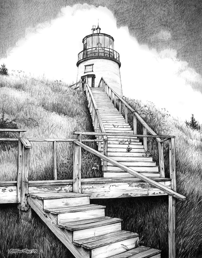 707x900 Owl's Head Lighthouse Drawing - Lighthouse Drawing