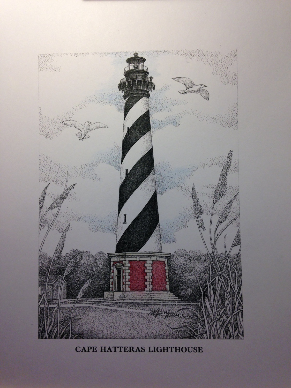1125x1500 Cape Hatteras Lighthouse Drawing Etsy - Lighthouse Drawing