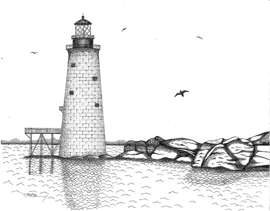 900x705 Graves Lighthouse - Lighthouse Drawing