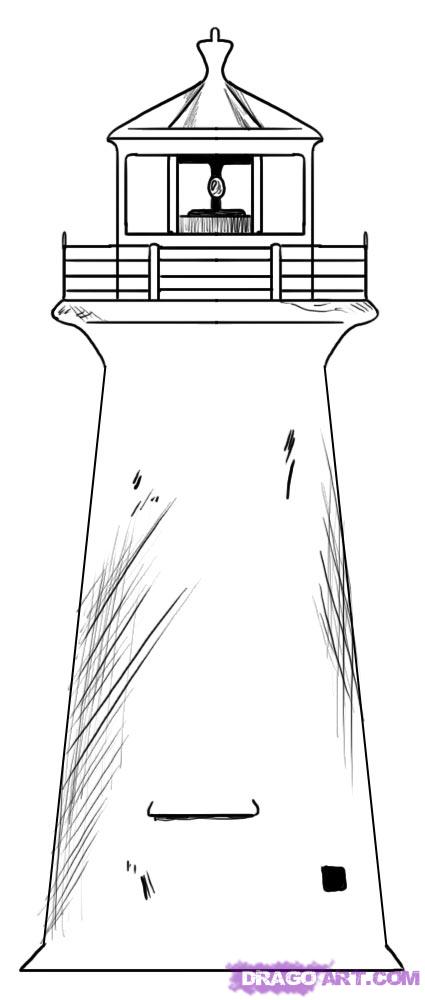425x1000 How To Draw A Lighthouse, Step - Lighthouse Drawing Easy