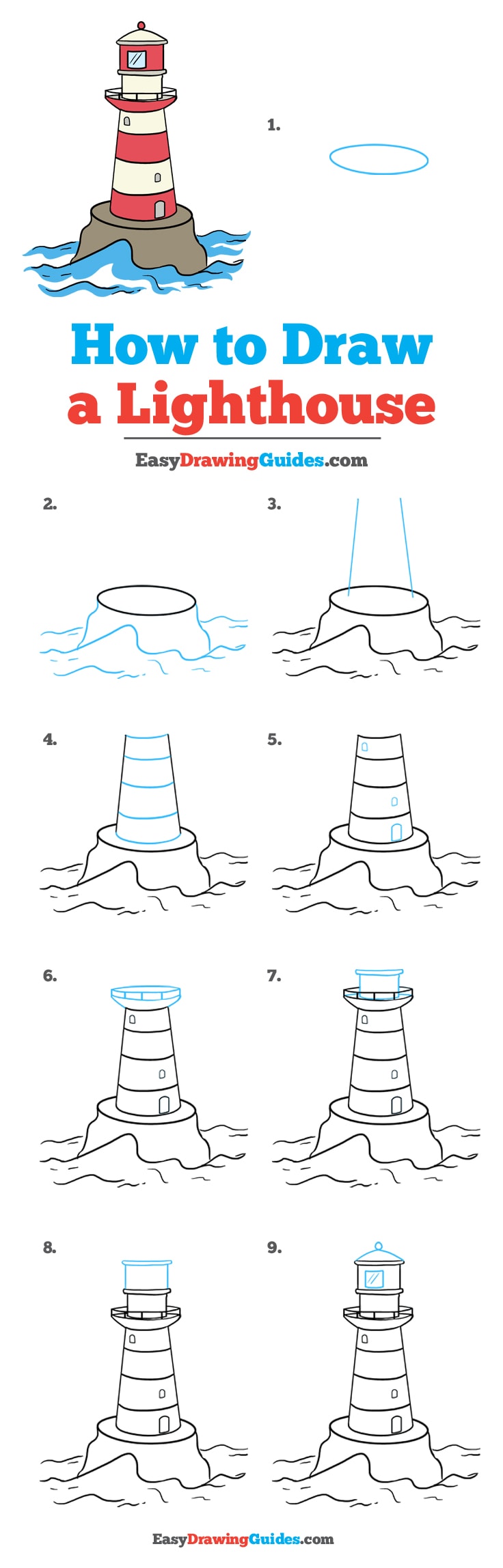 736x2296 How To Draw A Lighthouse - Lighthouse Drawing Easy