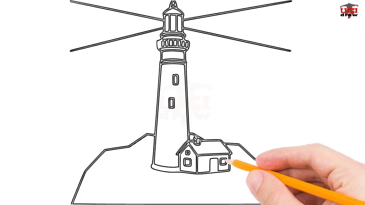 1280x720 How To Draw A Lighthouse Step - Lighthouse Drawing Easy