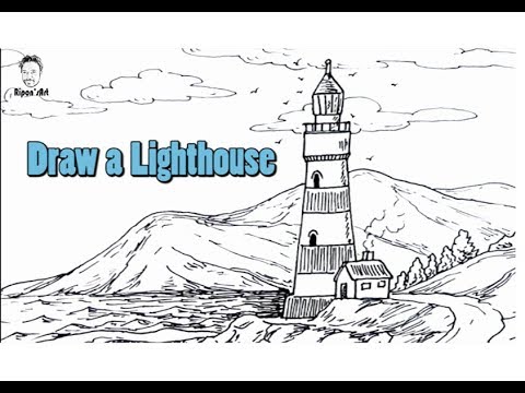 480x360 How To Draw A Lighthouse Easy Step - Lighthouse Drawing Easy