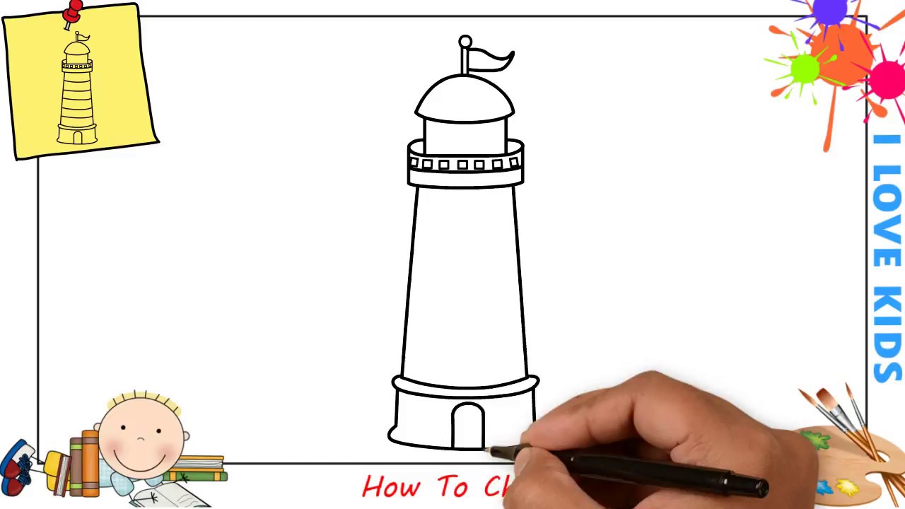 1280x720 How To Draw A Lighthouse Easy Step - Lighthouse Drawing Easy